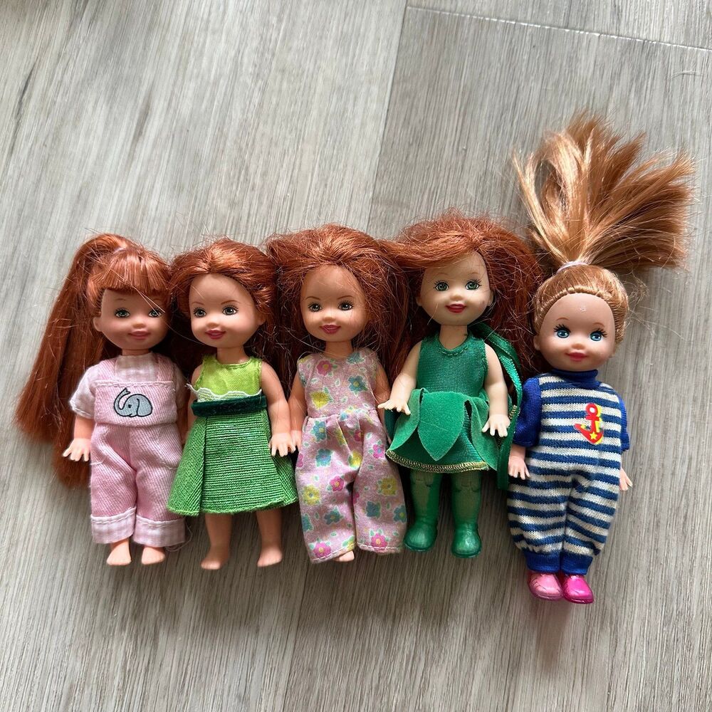Lot of 5 Vintage Barbie Little Sister Kelly Dolls - Red Head Ginger Kellys